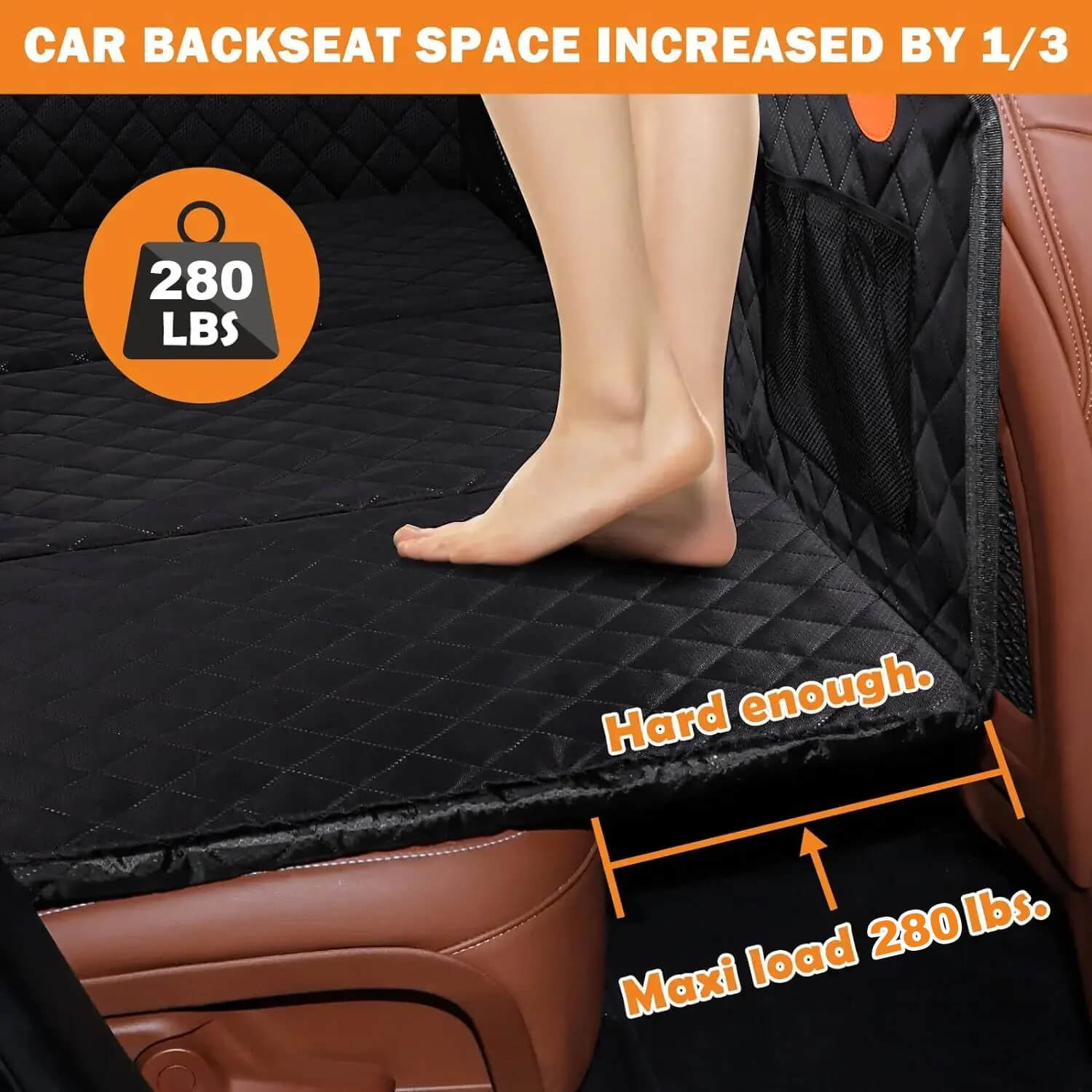 Protector de asiento de coche para perros con base dura + (cama para perros GRATIS)