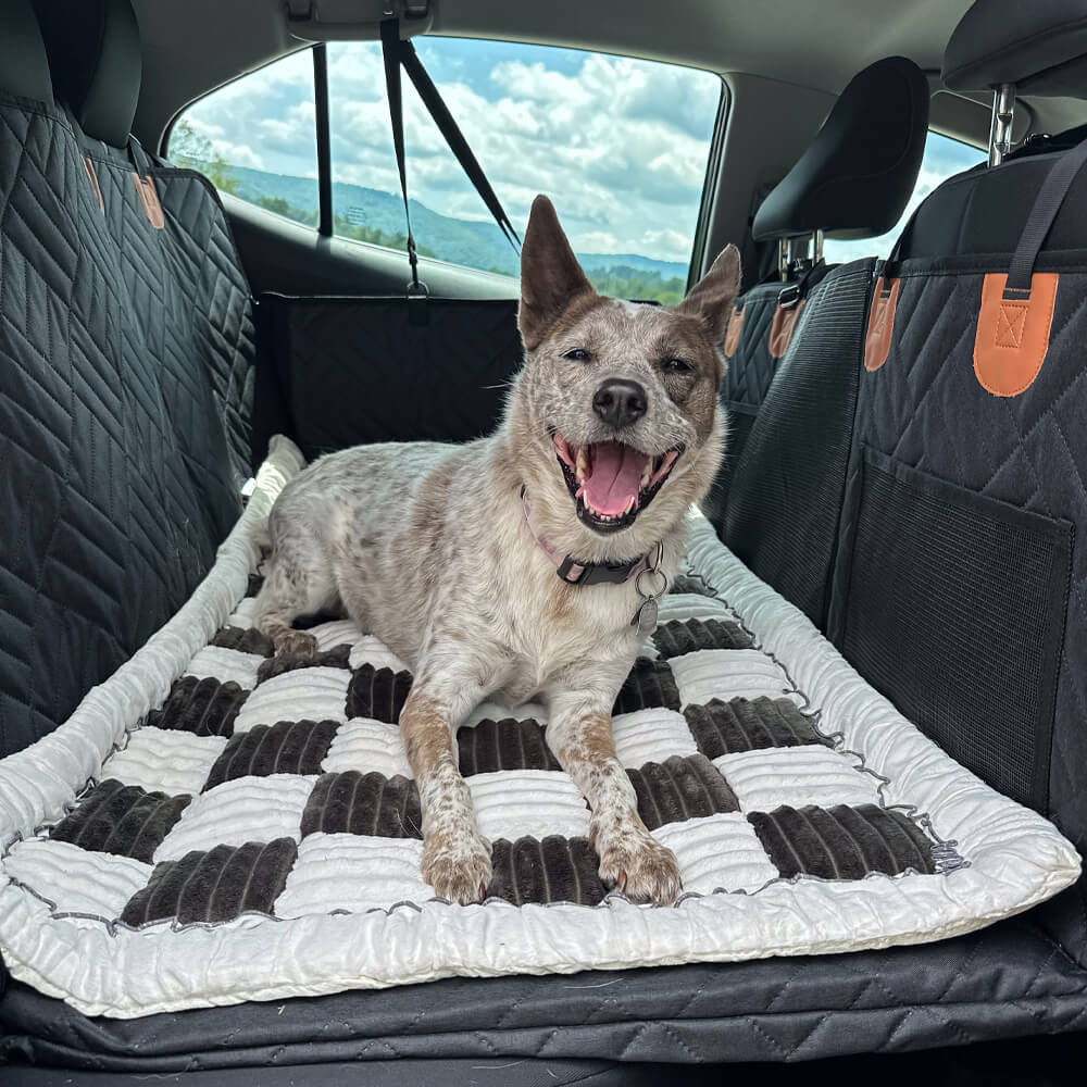 Protector de asiento de coche para perros con base dura + (cama para perros GRATIS)